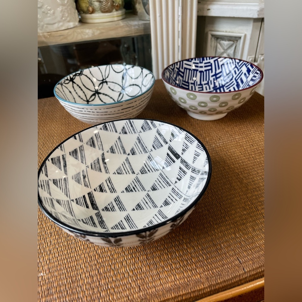 Prima Designs graphic tribal ceramic bowls set of 3